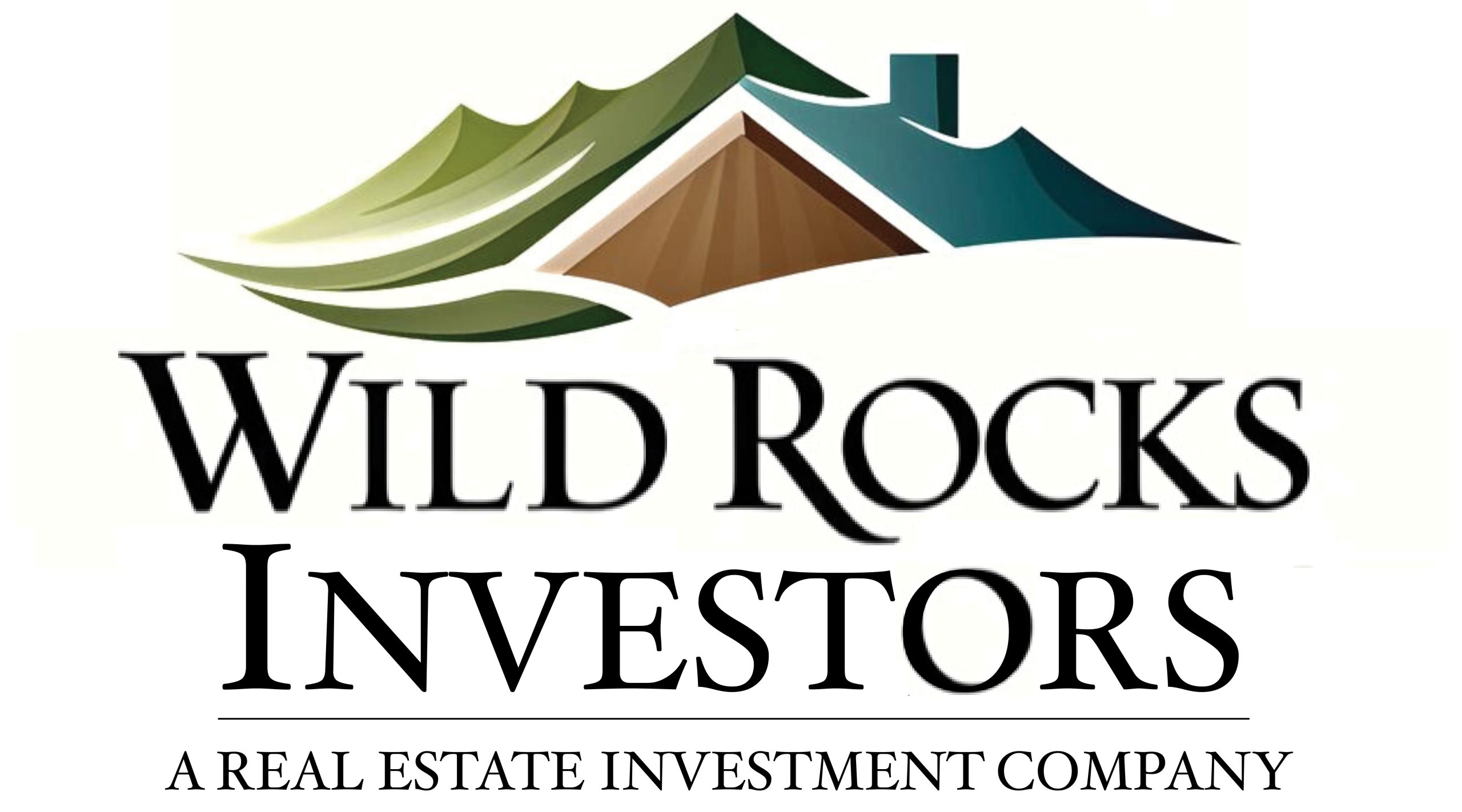 Logo with mountains morphing into a house. Text is Wild Rocks Investors A Real Estate Investment Company